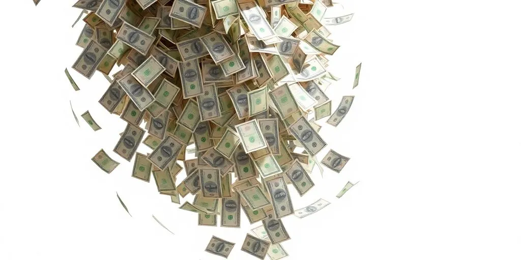 Money falling from a clear sky.